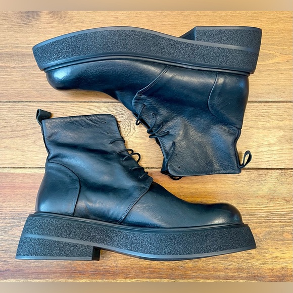 1725.A | Italian Leather Platform | Chunky Military Boot | Black | Women’s 11 41 - Picture 1 of 12